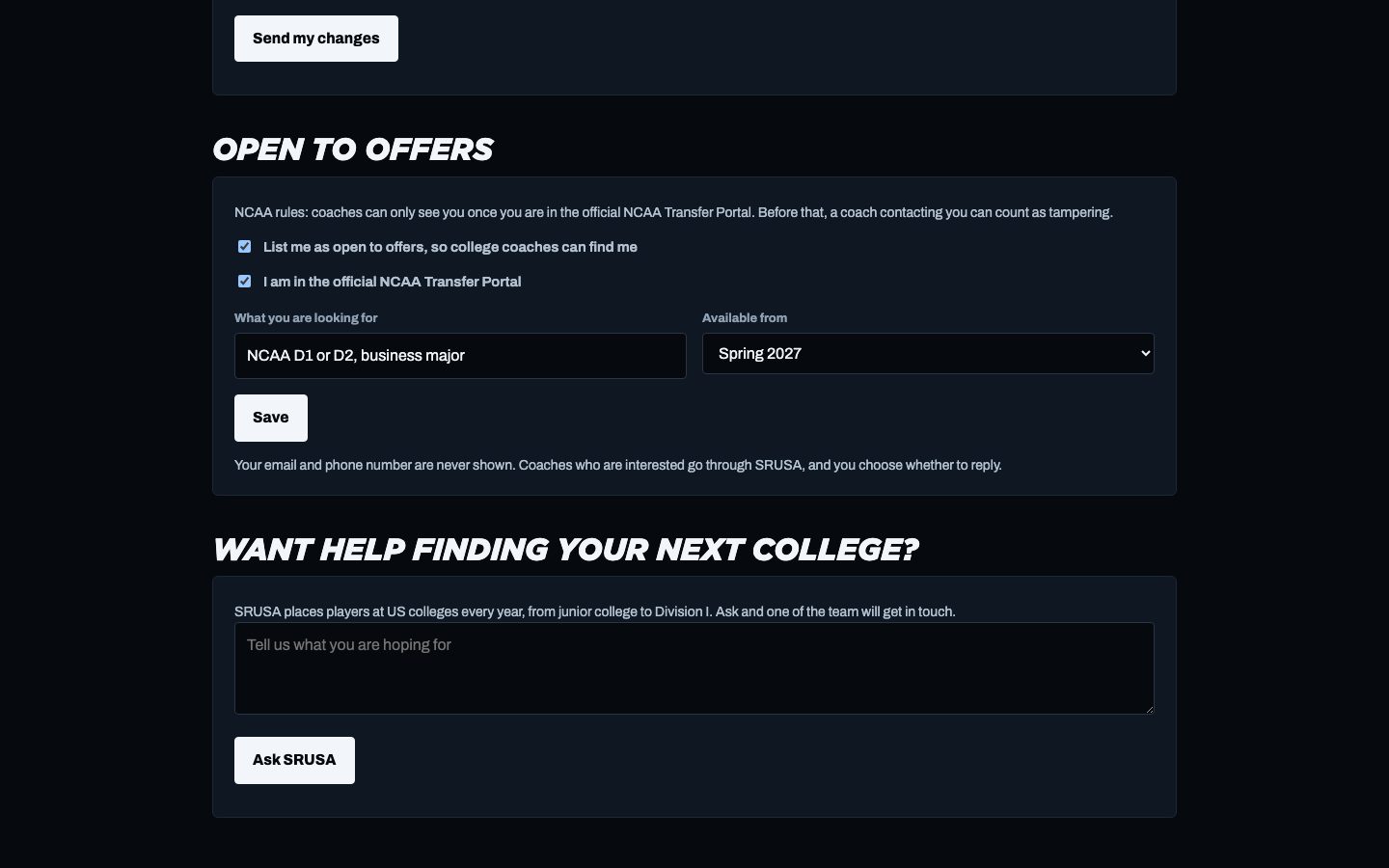 Open to offers, with the rule for the player's level and what they are looking for